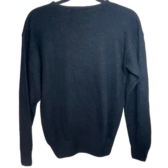 Le Chois Vintage Sweater Pullover Sequin Hearts‎ Petite L Silk Angora Lambs wool - Picture 5 of 11